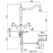 Смеситель для раковины золото 24 карат, ручки Swarovski Nero Cezares Diamond DIAMOND-LS2-03/24-Sw-N