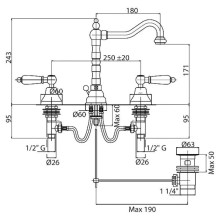 Смеситель для раковины бронза, ручки Swarovski Cezares Diamond DIAMOND-BLS2-02-Sw