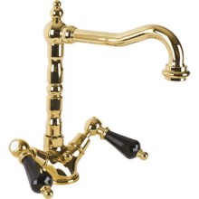 Смеситель для раковины золото 24 карат, ручки Swarovski Nero Cezares Diamond DIAMOND-LS2-03/24-Sw-N