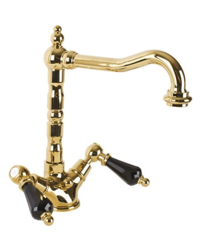 Смеситель для раковины золото 24 карат, ручки Swarovski Nero Cezares Diamond DIAMOND-LS2-03/24-Sw-N