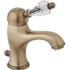 Смеситель для раковины с донным клапаном бронза, ручка Swarovski Cezares Vintage VINTAGE-LSM1-02-Sw