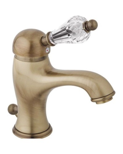 Смеситель для раковины с донным клапаном бронза, ручка Swarovski Cezares Vintage VINTAGE-LSM1-02-Sw