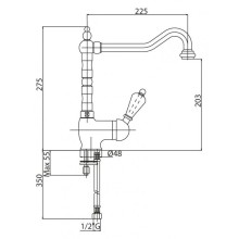 Смеситель для раковины с донным клапаном бронза, ручка Swarovski Cezares Vintage VINTAGE-LSM2-02-Sw