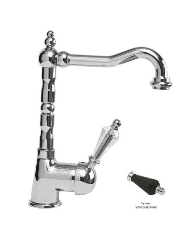 Смеситель для раковины с донным клапаном хром, ручка Swarovski Nero Cezares Vintage VINTAGE-LSM2-01-Sw-N