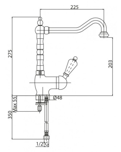 Смеситель для раковины с донным клапаном хром, ручка Swarovski Nero Cezares Vintage VINTAGE-LSM2-01-Sw-N