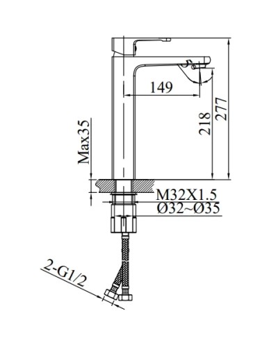 Смеситель для раковины AltroBagno Lamberto AltroBagnoLamberto010224GrMt оружейная сталь
