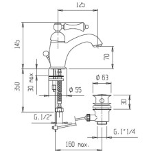 Смеситель для раковины с донным клапаном bianco lucido/cromo, ручка bianco lucido/cromo Cezares Margot MARGOT-LSM1-BLC
