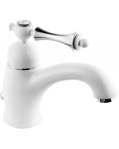 Смеситель для раковины с донным клапаном bianco lucido/cromo, ручка bianco lucido/cromo Cezares Margot MARGOT-LSM1-BLC