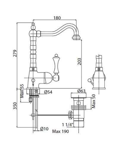 Смеситель для раковины с донным клапаном хром, ручка хром Cezares Margot MARGOT-LSM2-01-M