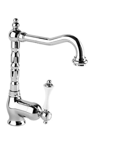 Смеситель для раковины с донным клапаном хром, ручка белая Cezares Margot MARGOT-LSM2-01-Bi