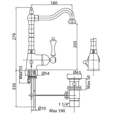 Смеситель для раковины с донным клапаном хром, ручка белая Cezares Margot MARGOT-LSM2-01-Bi
