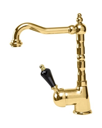 Смеситель для раковины с донным клапаном золото 24 карат, ручка Swarovski Nero Cezares Vintage VINTAGE-LSM2-03/24-Sw-N