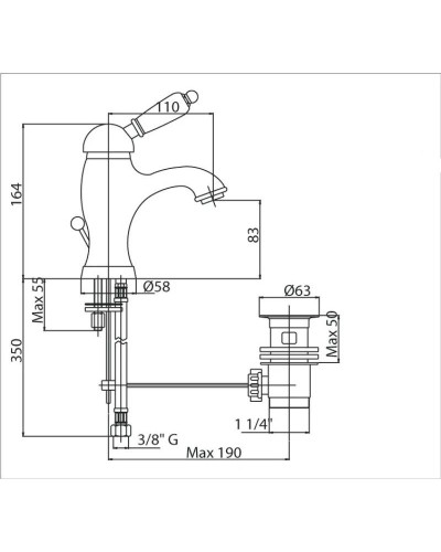 Смеситель для раковины бронза, ручка металл Cezares Elite ELITE-LSM1-02-M