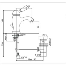 Смеситель для раковины золото 24 карат, ручка металл Cezares Elite ELITE-LSM1-03/24-M
