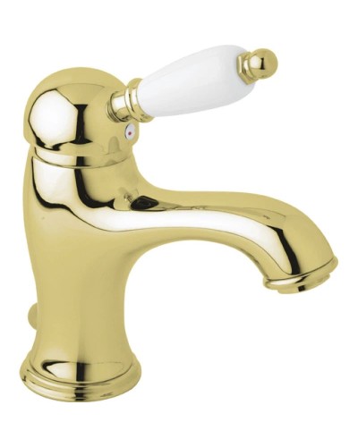 Смеситель для раковины золото 24 карат, ручка белая Cezares Elite ELITE-LSM1-03/24-Bi