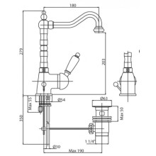 Смеситель для раковины бронза, ручка орех Cezares Elite ELITE-LSM2-02-Nc