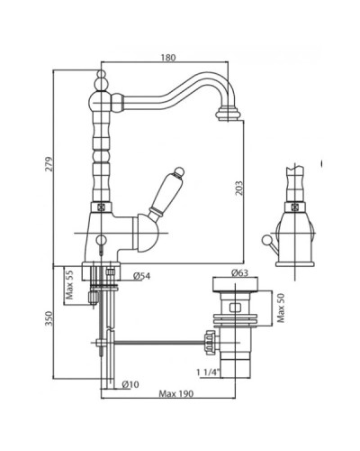 Смеситель для раковины хром, ручка белая Cezares Elite ELITE-LSM2-01-Bi
