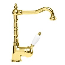 Смеситель для раковины золото 24 карата, ручка белая Cezares Elite ELITE-LSM2-03/24-Bi