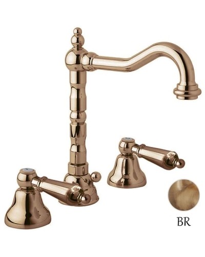 Смеситель для раковины с донным клапаном бронза, ручки металл Cezares First FIRST-BLS2-02-M