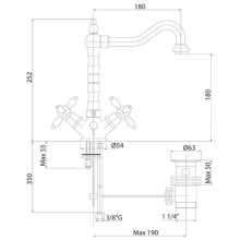 Смеситель для раковины с донным клапаном хром, ручки хром Cezares Nostalgia NOSTALGIA-LS2-01