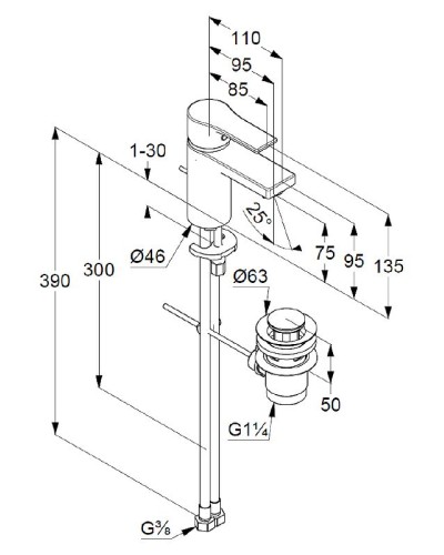 Смеситель для раковины Kludi Zenta SL 482600565 Хром