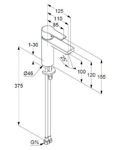 Смеситель для раковины Kludi Zenta SL 482920565 Хром