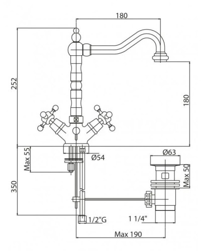 Смеситель для раковины хром Cezares Lord LORD-LS2-01