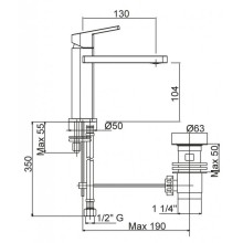 Смеситель для раковины однорычажный с донным клапаном хром, ручка хром Cezares Trend TREND-LSM1-01-Cr