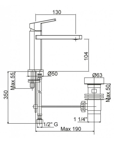 Смеситель для раковины однорычажный с донным клапаном хром, ручка хром Cezares Trend TREND-LSM1-01-Cr