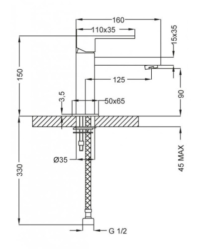 Смеситель для раковины с донным клапаном хром, ручка хром Cezares Molveno MOLVENO-LSM1-01-Cr