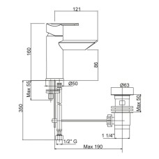 Смеситель для раковины с донным клапаном хром, ручка хром Cezares Garda GARDA-LSM1-01-Cr