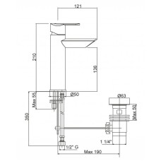 Смеситель для раковины с донным клапаном хром, ручка хром Cezares Garda GARDA-LSM11-01-Cr