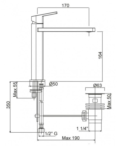 Смеситель для раковины однорычажный с донным клапаном хром, ручка хром Cezares Trend TREND-LC11-01-Cr