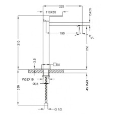 Смеситель для раковины с донным клапаном хром, ручка хром Cezares Levico LEVICO-LC-01-Cr