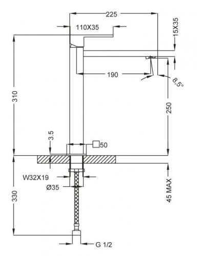 Смеситель для раковины с донным клапаном хром, ручка хром Cezares Levico LEVICO-LC-01-Cr