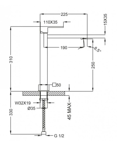 Смеситель для раковины с донным клапаном хром, ручка хром Cezares Molveno MOLVENO-LC-01-Cr