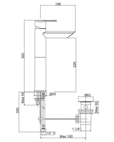 Смеситель для раковины с донным клапаном хром, ручка хром Cezares Garda GARDA-LC11-01-Cr