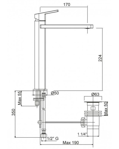 Смеситель для раковины однорычажный с донным клапаном хром, ручка хром Cezares Trend TREND-LC-01-Cr