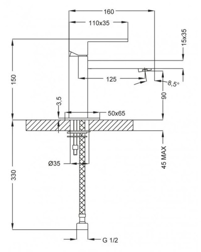 Смеситель для раковины с донным клапаном хром, ручка хром Cezares Levico LEVICO-LSM1-01-Cr