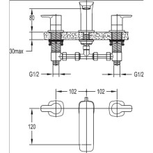 Смеситель для раковины на три отверстия с донным клапаном хром, ручки хром Cezares Tesoro TESORO-BLS-01