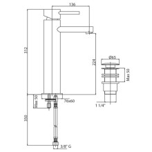 Смеситель для раковины с донным клапаном хром, ручка хром Cezares Over OVER-LC-01-Cr