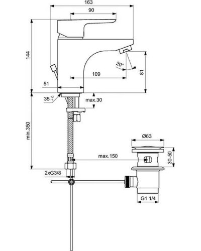 Смеситель для раковины Ideal Standard Ceraplan III B0704AA Хром