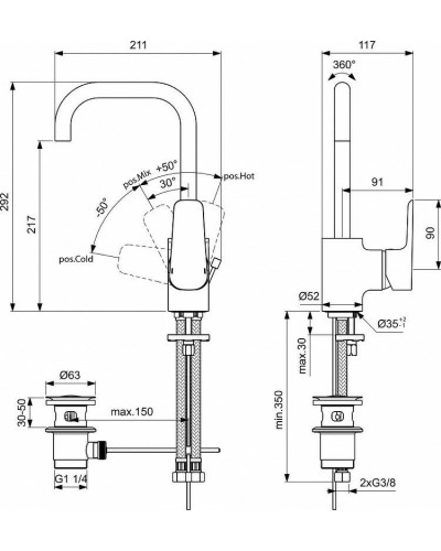 Смеситель для раковины Ideal Standard Ceraplan III B0706AA Хром