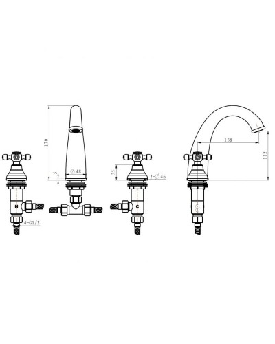 Смеситель для раковины Boheme Tradizionale Chromo 277 Хром