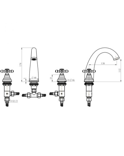 Смеситель для раковины Boheme Flora 317-FL Бронза