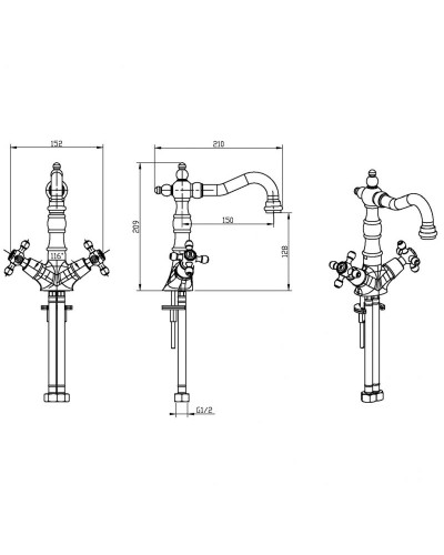Смеситель для раковины Boheme Tradizionale Oro 292 Золото