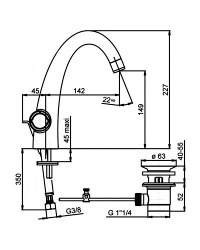 Смеситель для раковины с донным клапаном Jacob Delafon Elevation E18870-CP
