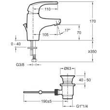 Смеситель для раковины с донным клапаном Jacob Delafon Nateo E72250-CP