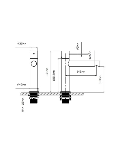 Смеситель для раковины Vincea Aspire VBF-4AS01GM без донного клапана, вороненая сталь
