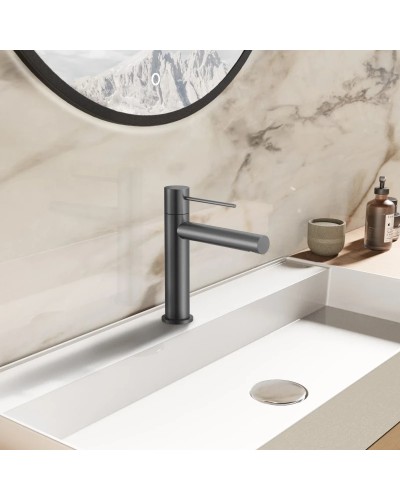 Смеситель для раковины Vincea Aspire VBF-4AS01GM без донного клапана, вороненая сталь